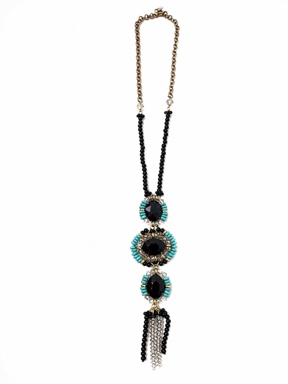 Turquoise tussle long necklace